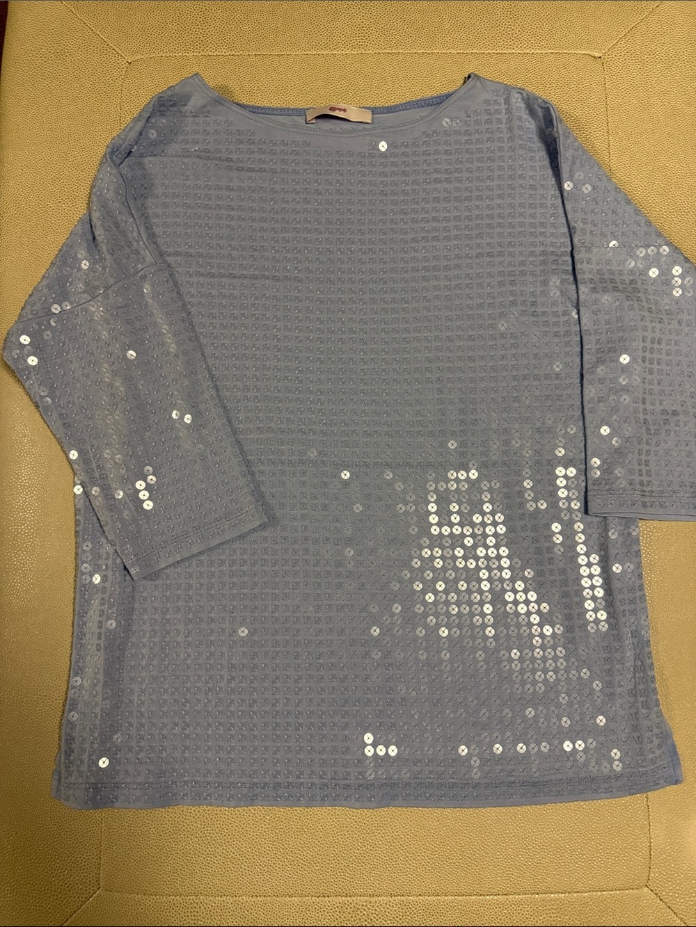 Leggiadro Light Blue Sequin Long Sleeve Knit Top